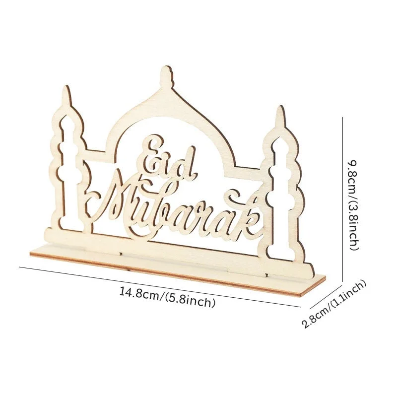 Eid Mubarak Wooden Craft Ornament Home Desktop Decoration For Islam Muslim Featival Party Decor Ramadan Kareem Gifts Eid Al Adha