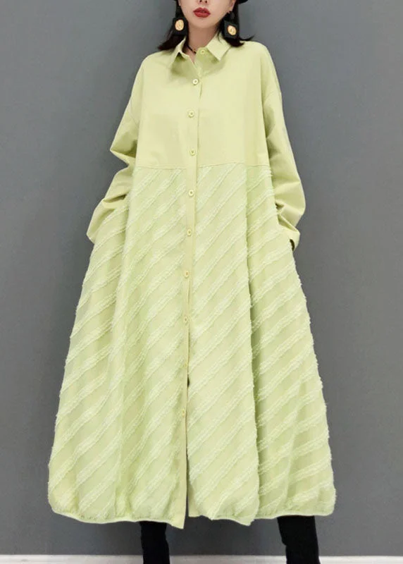 5.5Green Striped a line skirts Maxi Dresses button