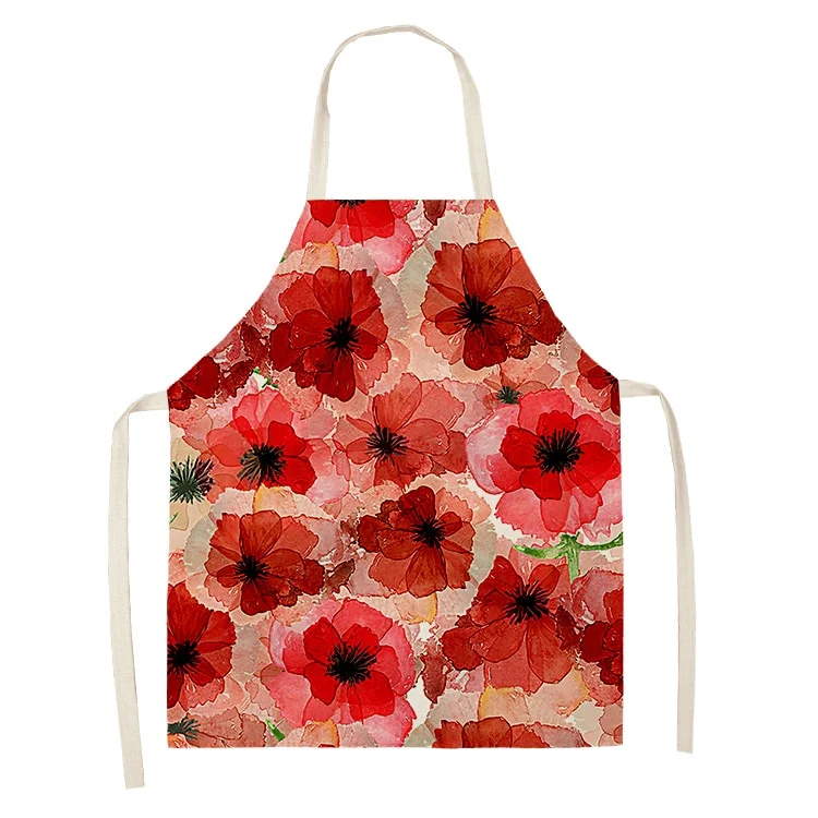 Linen Kitchen Apron - Flowers letclo 