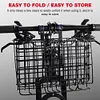 Bike Front Rear Basket Fold-Up Bicycle Cargo Rack Metal Wire Ebike Travel Basket
