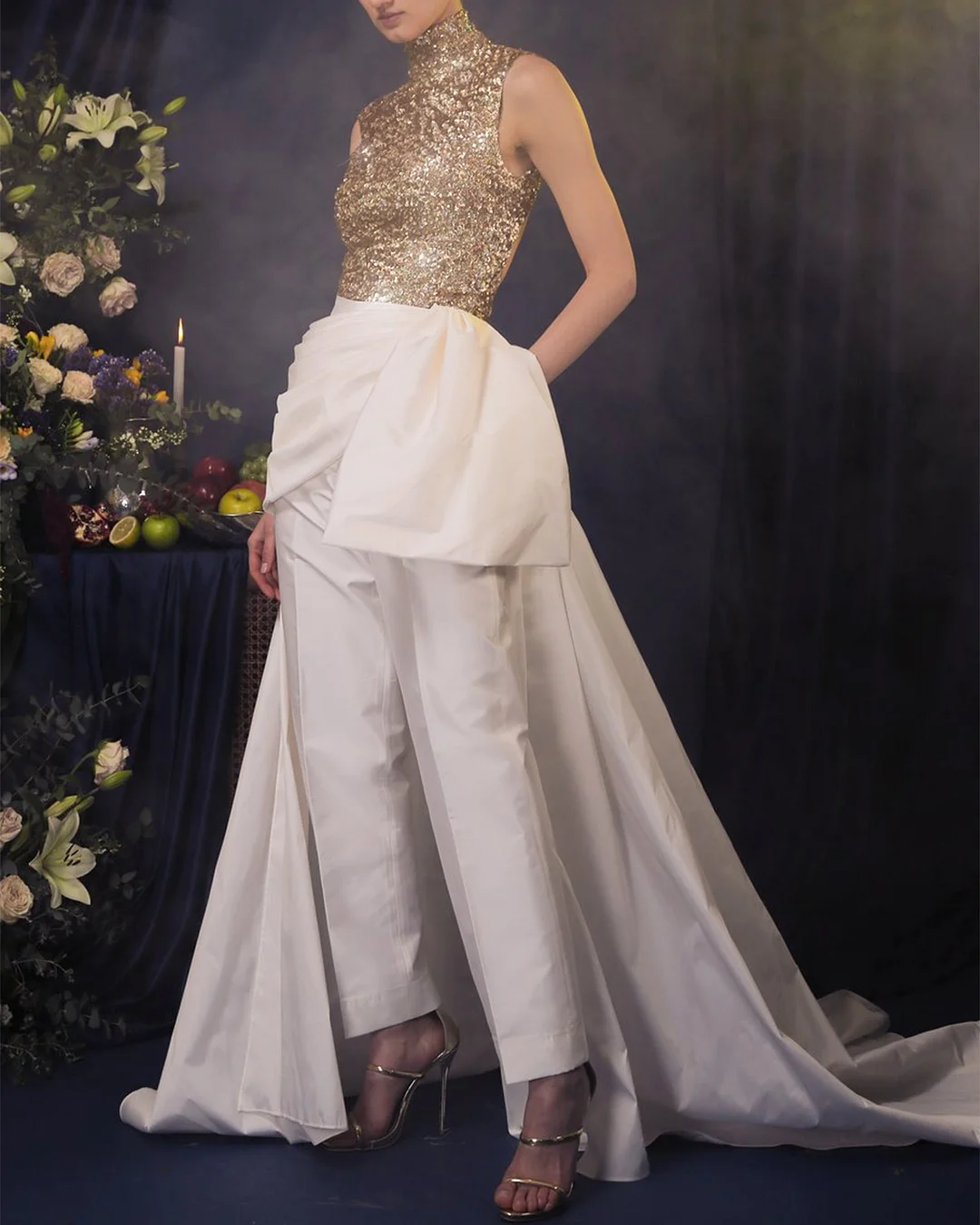 Women's Sleeveless Sequin Panel Jumpsuit