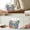 (24cm)Diamond Art Tissue Box DIY PU Napkin Cover for Home Decoration(Butterfly)