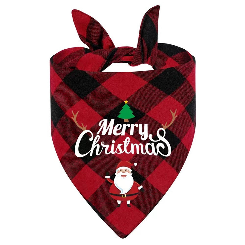 Minimalist Classic Style Polyester Christmas Santa Claus Letter Lattice Pet Saliva Towel