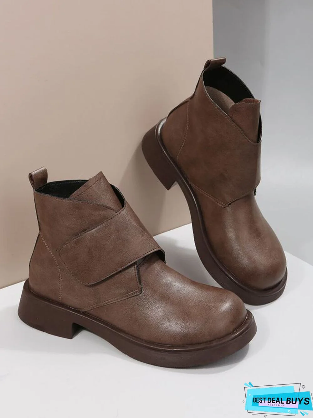 Vintage Hook-and-loop Fastener Combat Boots