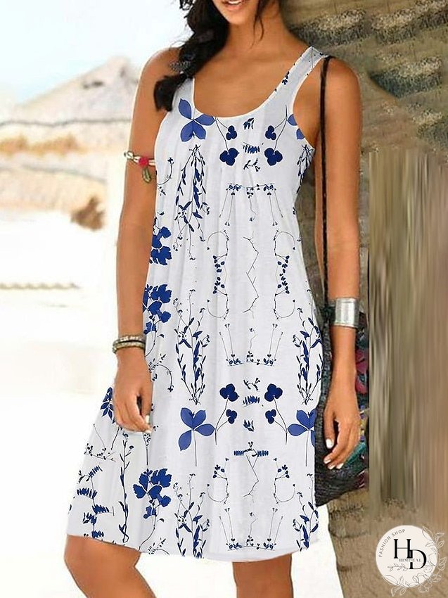 Casual Dress Tank Dress Summer Dress Floral Print Strap Mini Dress Active Fashion Outdoor Daily Sleeveless Regular Fit White Pink Red Summer Spring S M L XL XXL for Women