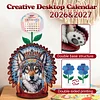 2026 Calendar DIY Diamond Art Kit Indian Wolf Wooden Diamond Painting Calendar