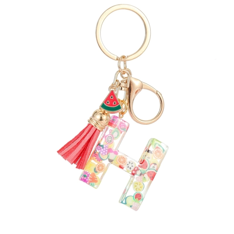 Cute Letter Tassel Watermelon Resin Unisex Keychain