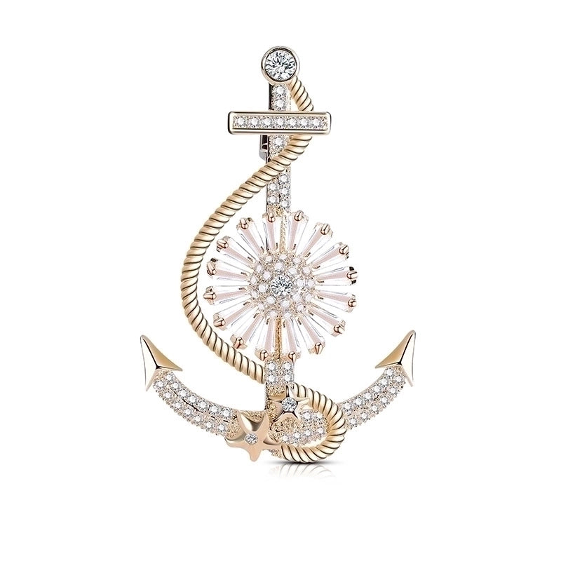 Elegant Minimalist Pin Anchor Copper Zircon Unisex Brooches