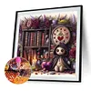 Biblioth&egrave;que poup&eacute;e fleur - perceuse ronde peinture diamant - 40*40cm