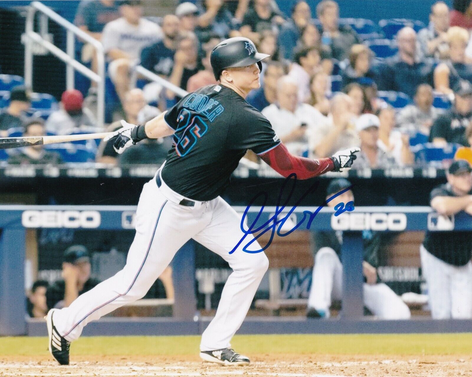 GARRETT COOPER MIAMI MARLINS ACTION SIGNED 8x10