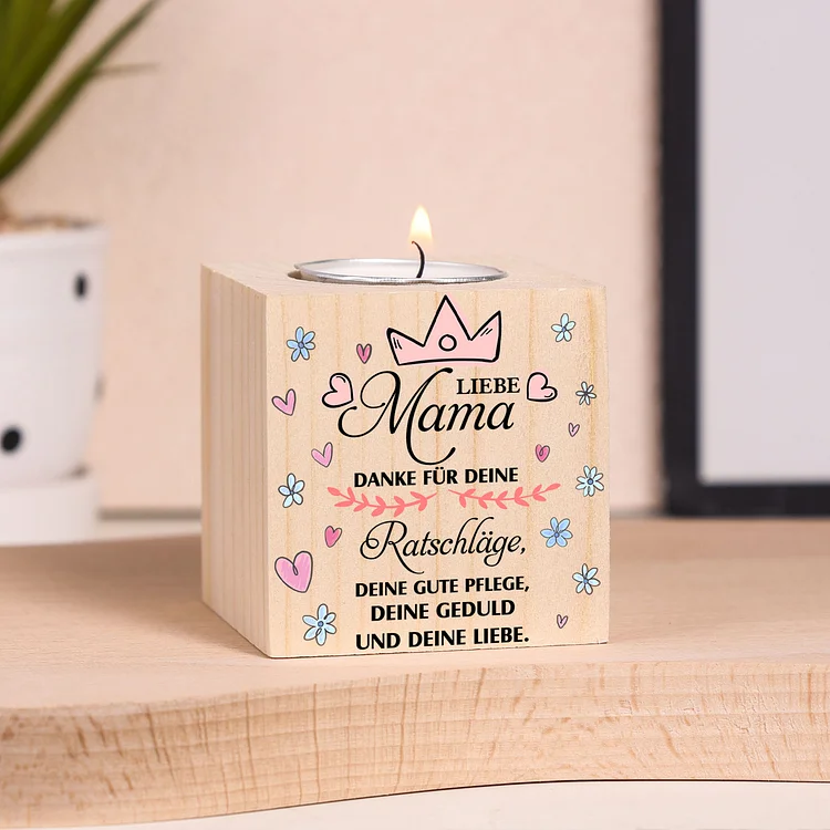 Kettenmachen Holz Kompliment Kerzenhalter 1 bedruckte Seite-Liebe Mama Danke für deine Ratschläge und Liebe-Geschenk für Mutter