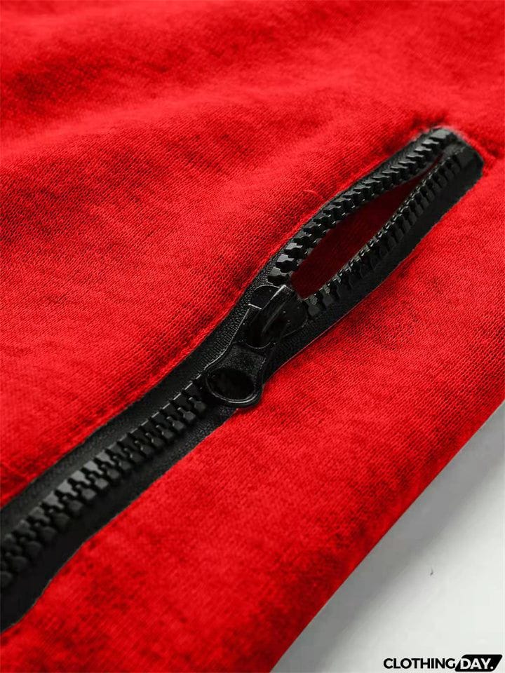 Men's Sports Style Anti-theft Zipper Pocket Drawstring Hoodies