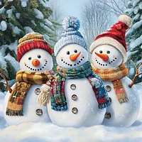 White Snow Three Snowmen - Diamond Painting