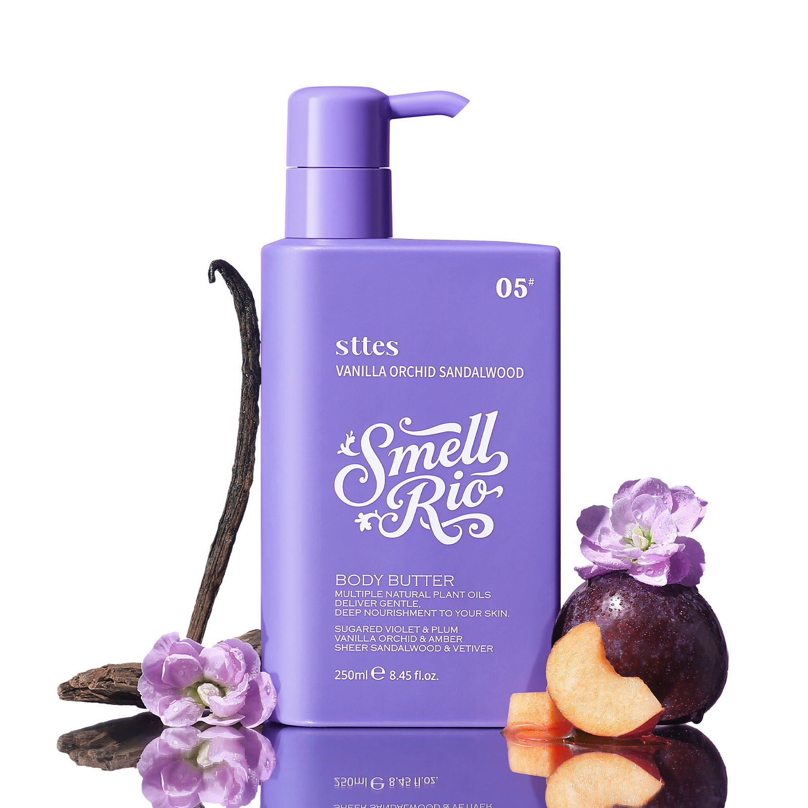 Sttes Body Butter 05# (Vanilla Orchid Sandalwood) - Fast Absorbing, Lightweight, Non-Greasy, With Active Caffeine, Jojoba Seed Oil, Natural Coconut Oil, 250ml/8.45 fl.oz