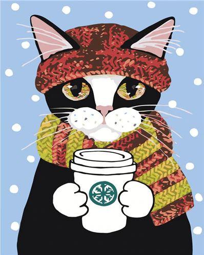 

Cat Winter Coffee – Paint By Numbers - 40*50CM, 501 Original