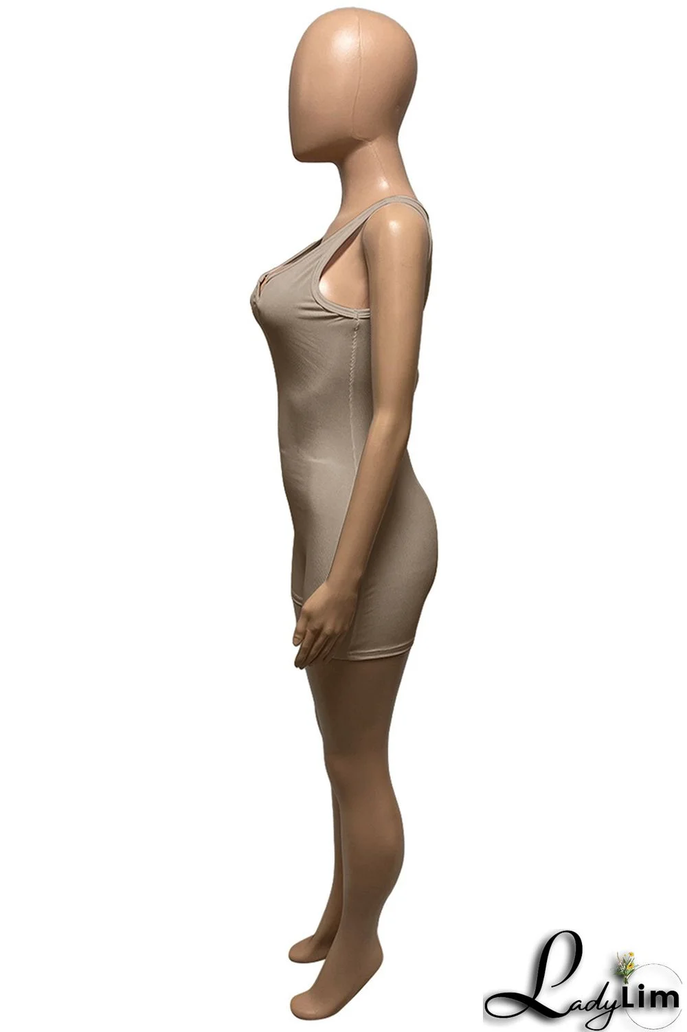 Apricot Fashion Casual Solid Basic V Neck Skinny Romper