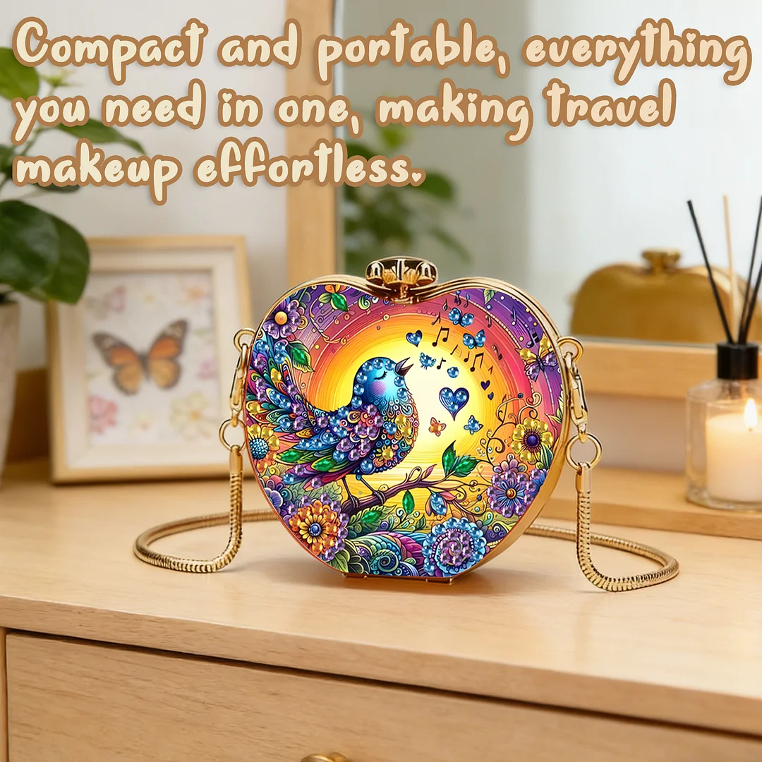 Birds DIY Acrylic Love Diamond Art Painting Card Case Wallet with Chain Small Diamond Painting Crossbody Bag for Adults Women Girls Gift