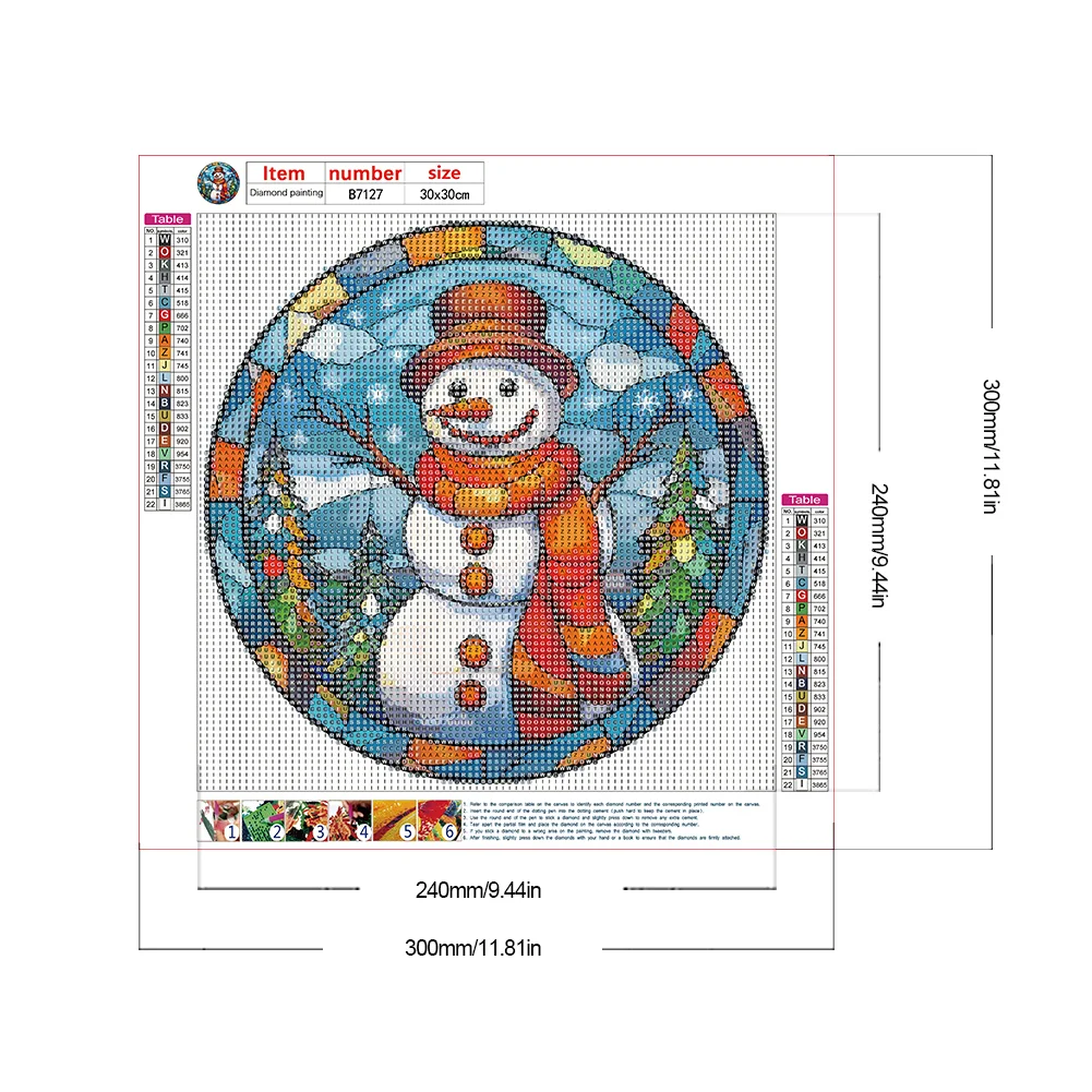 Diamond Painting - Full Round Drill - Stained Glass Snowman(Canvas|30*30cm)