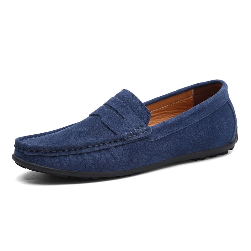 DUDELI Suede Leather Men Casual Shoes Loafers Italian Genuine Leather Driving Moccasins Gommino Slip on Men's Shoes Plus size
