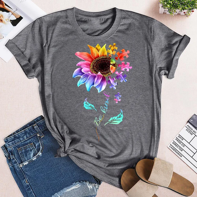 Be Kind Autism Flower Be Kind T-Shirt-05073-Annaletters