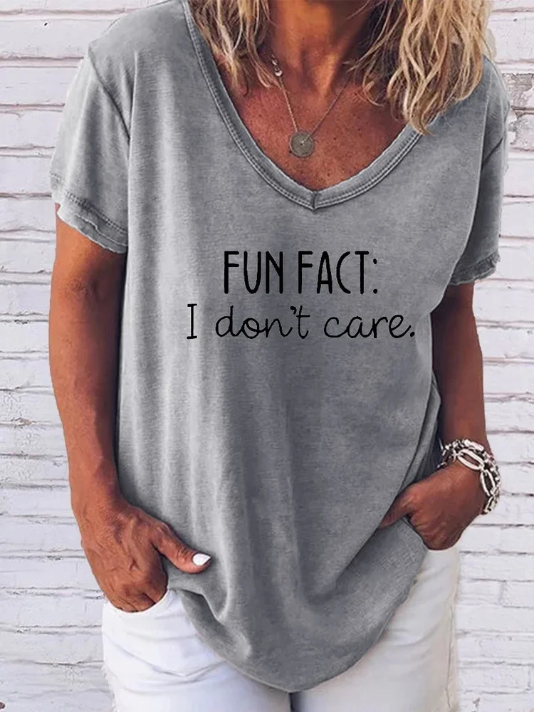 Fun Fact I Don't Care Women's Funny Slogan T-shirt