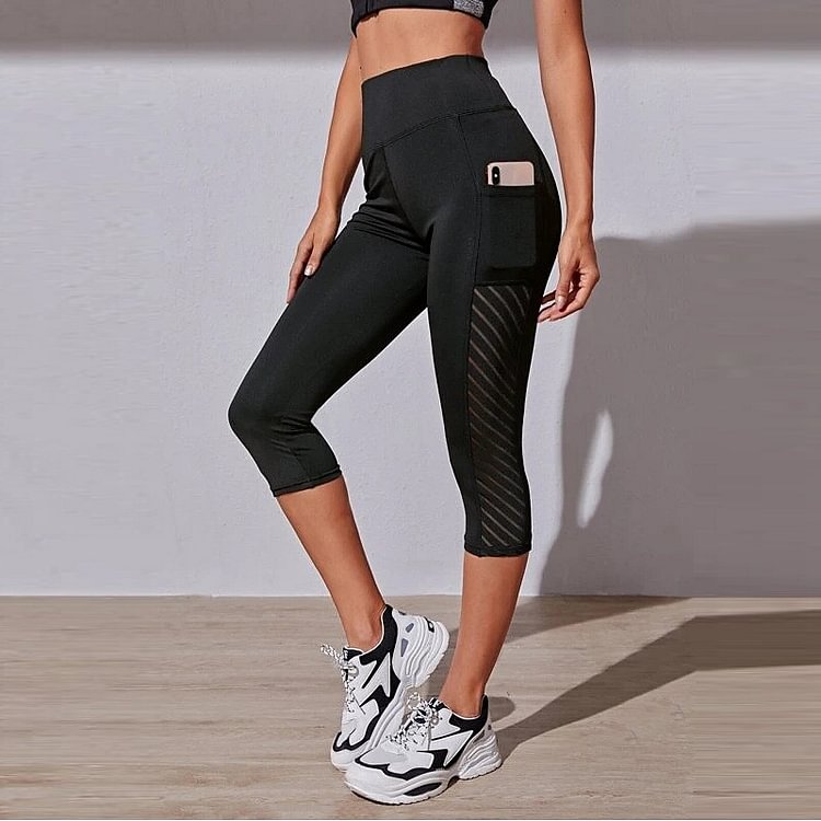 Women's High Waist Side Pockets Capri Yoga Leggings