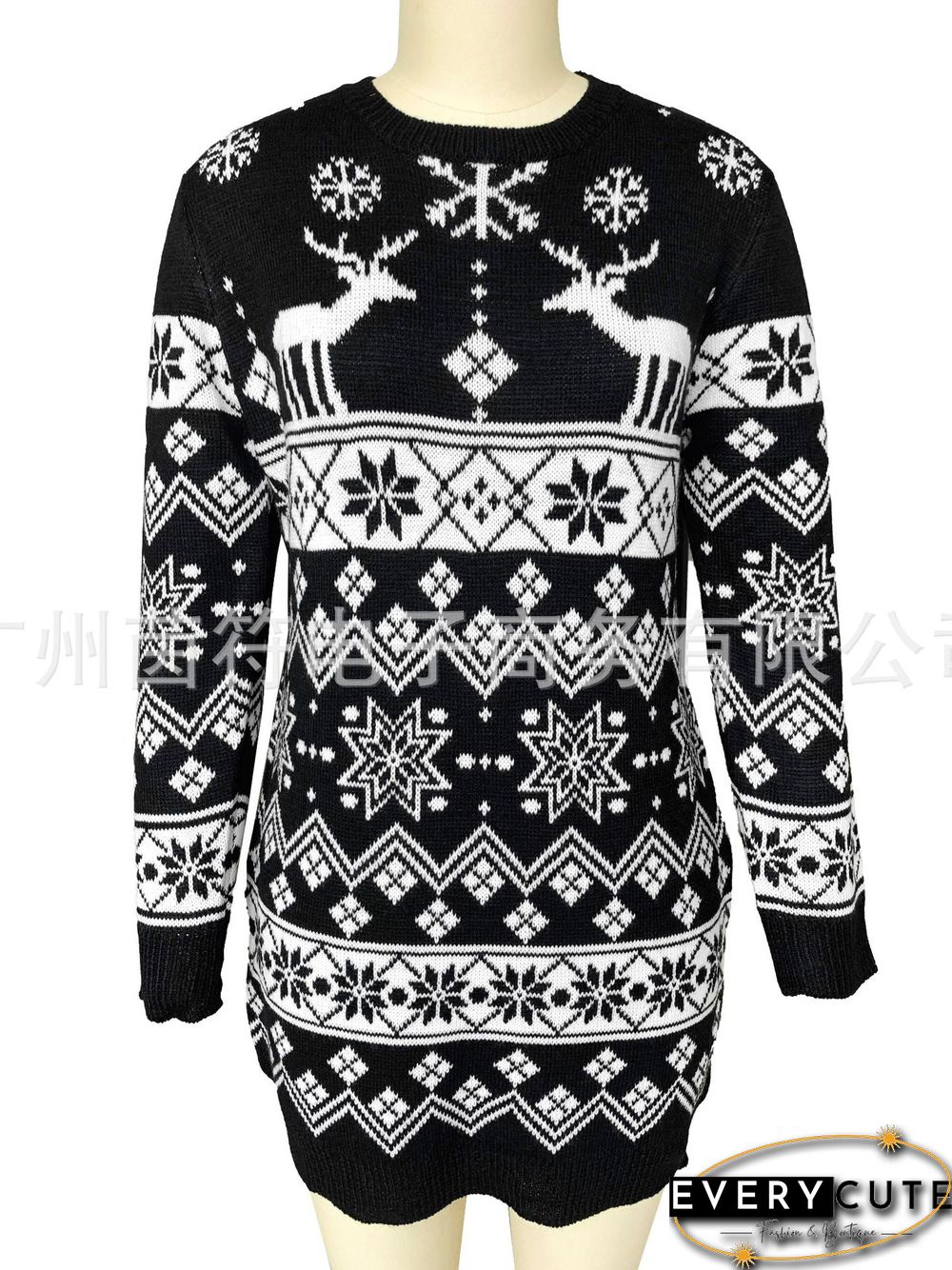 Xmas Print Knitted Sweater Dress