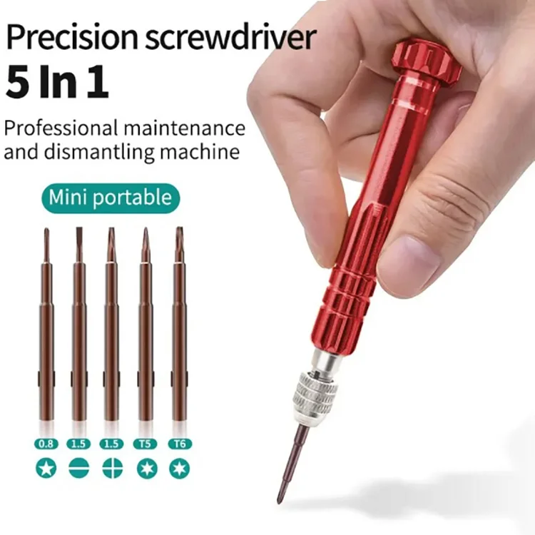 5 In 1 Multifunctional Screwdriver Set Disassembly Screwdriver Slotted Cross Plum Blossom Computer Glasses Clock Maintenance