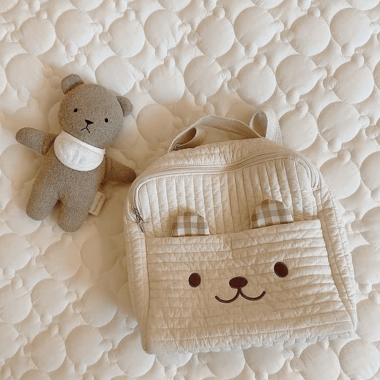 Quilted Embroidered Bear Stroller Bag