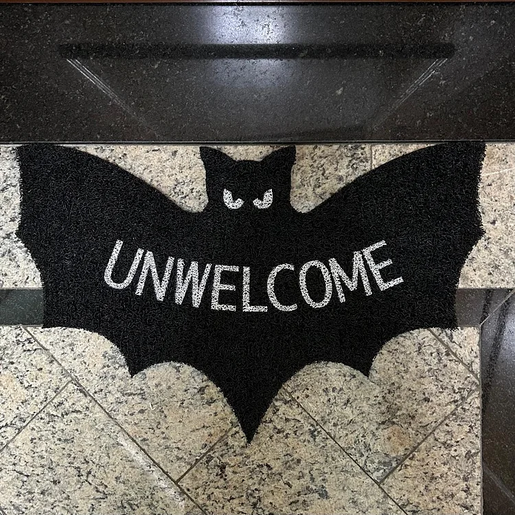 🦇👻Unwelcome Shaped Bat Coir Doormat 