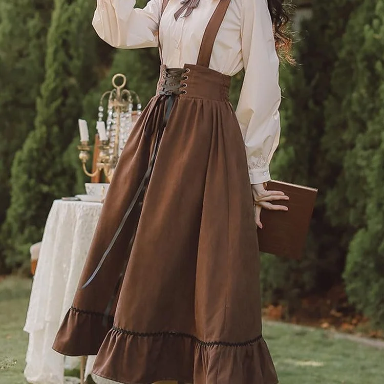 Steampunk suspender skirt