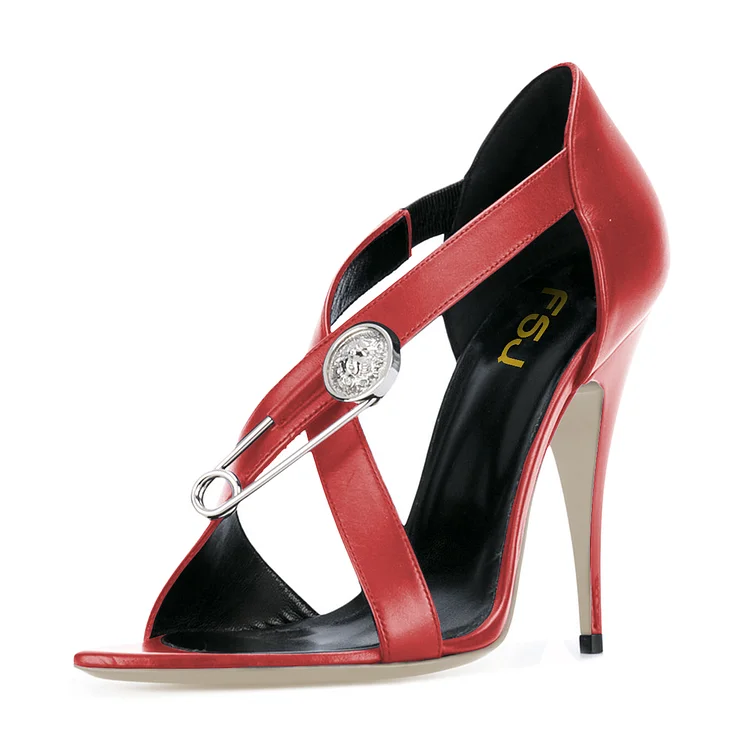 Women's Plum Cross Over Pin Stiletto Heels Sandals |FSJ Shoes