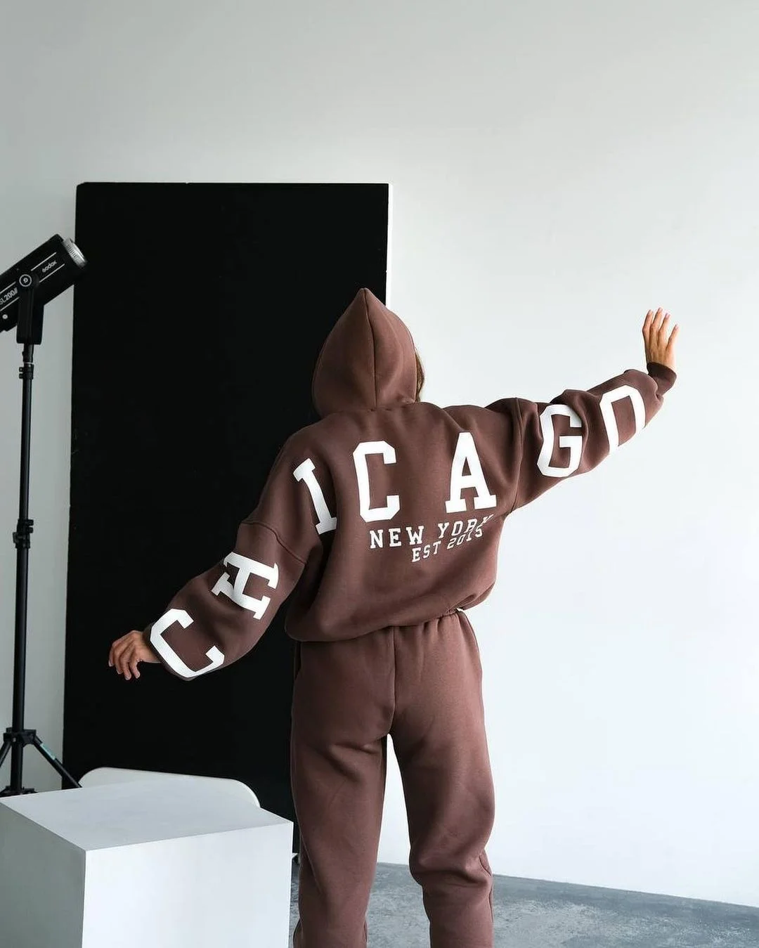 Nigikala Nigikala Women's Loose Leisure Back Print Thicken With Long-Sleeved Jacket Suit Women