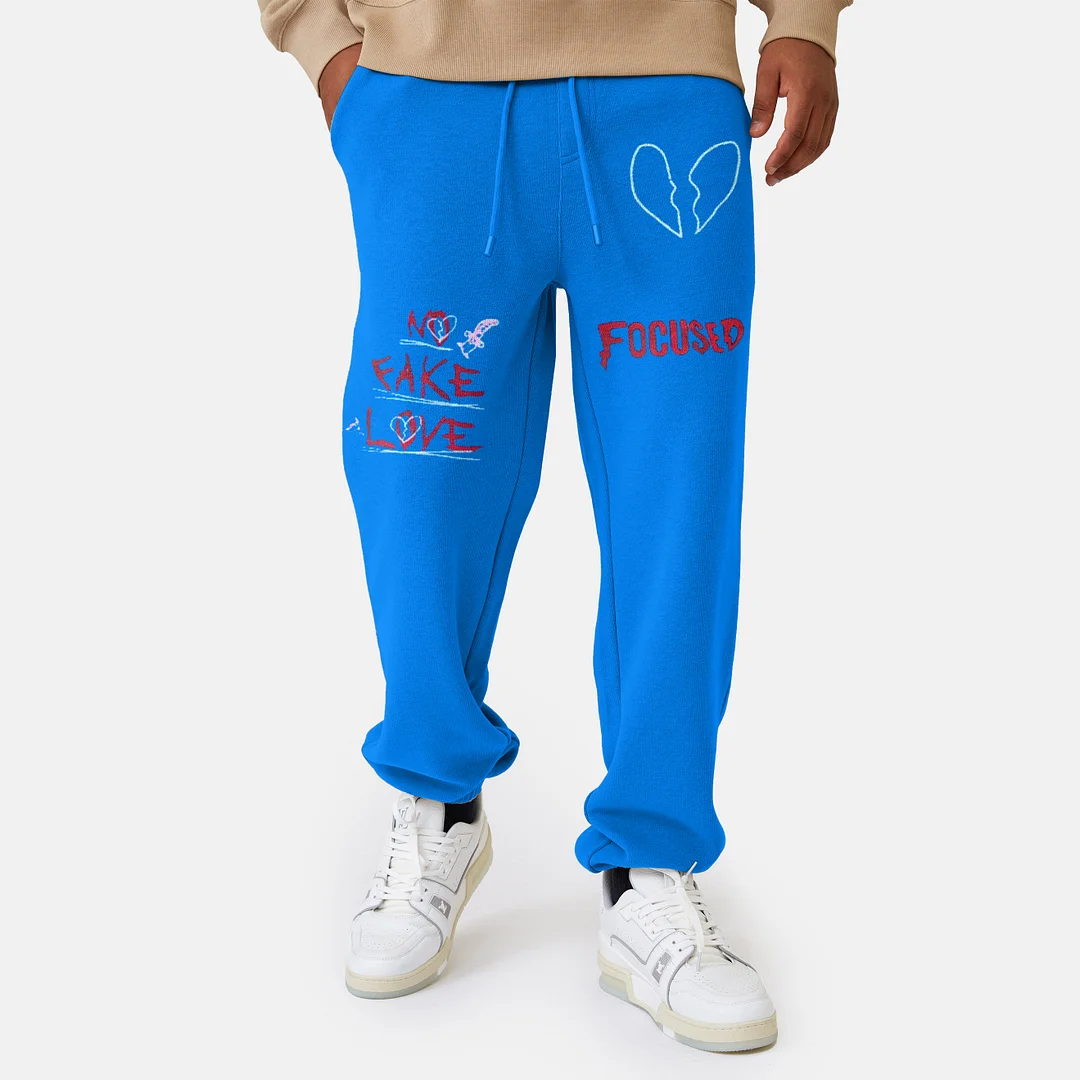 Street style personalized letter print casual trousers