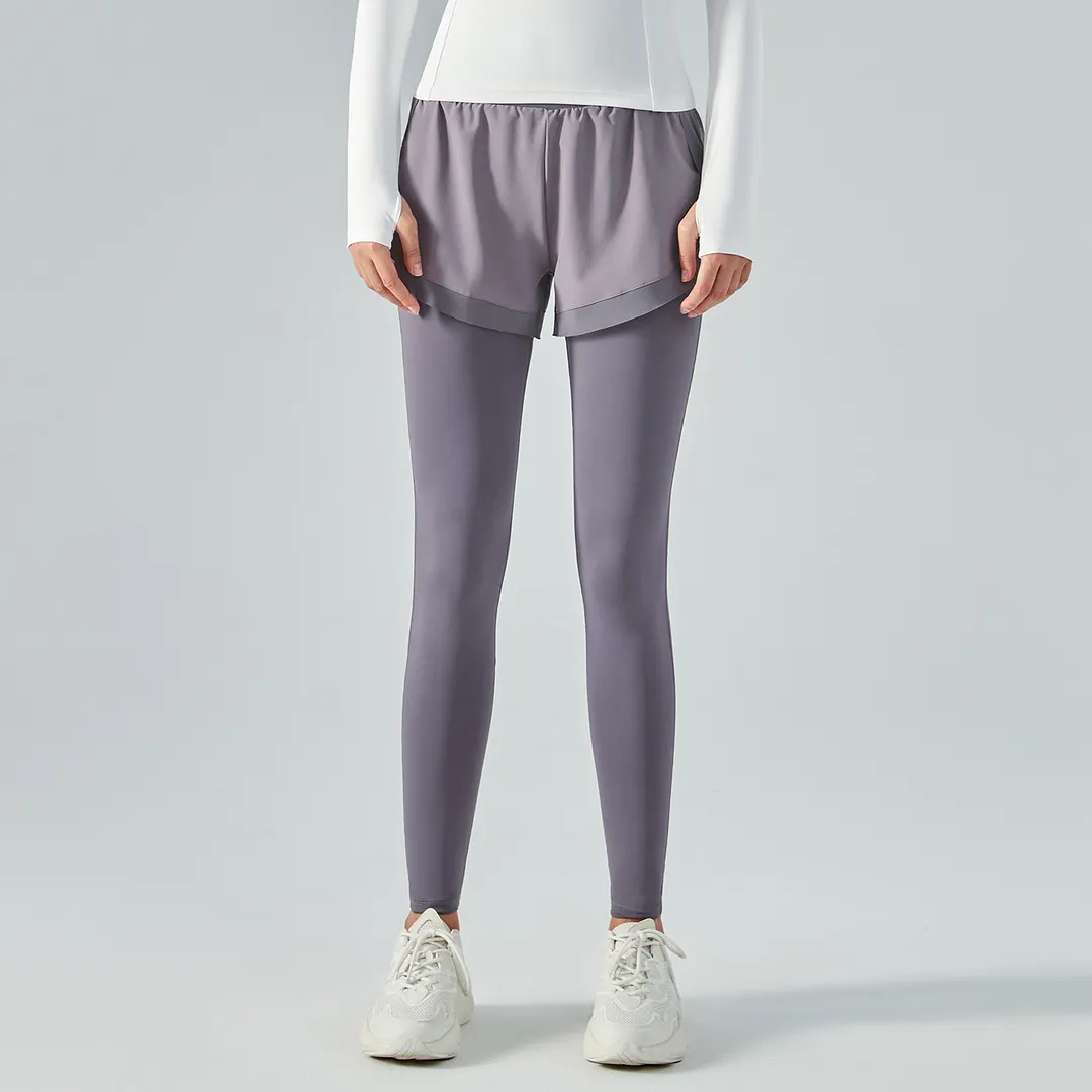 Different types Smoky Purple of widened waist tummy control buttery soft sweat wicking running gym leggings shorts with pockets online shopping on Hergymclothing
