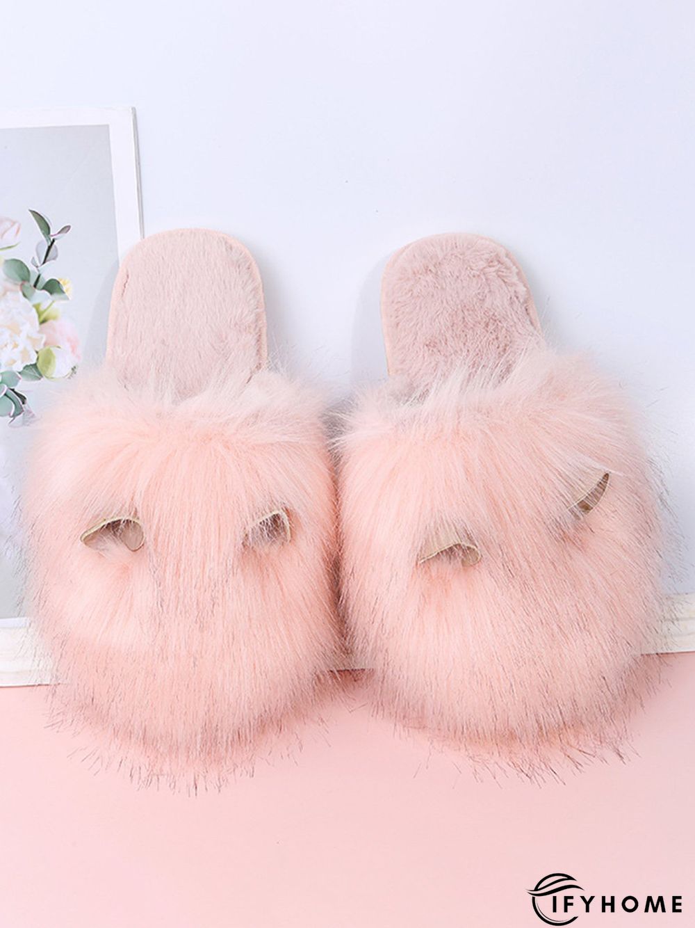 Cute Cat Ears Mohair Warm Fleece Indoor Slippers | IFYHOME