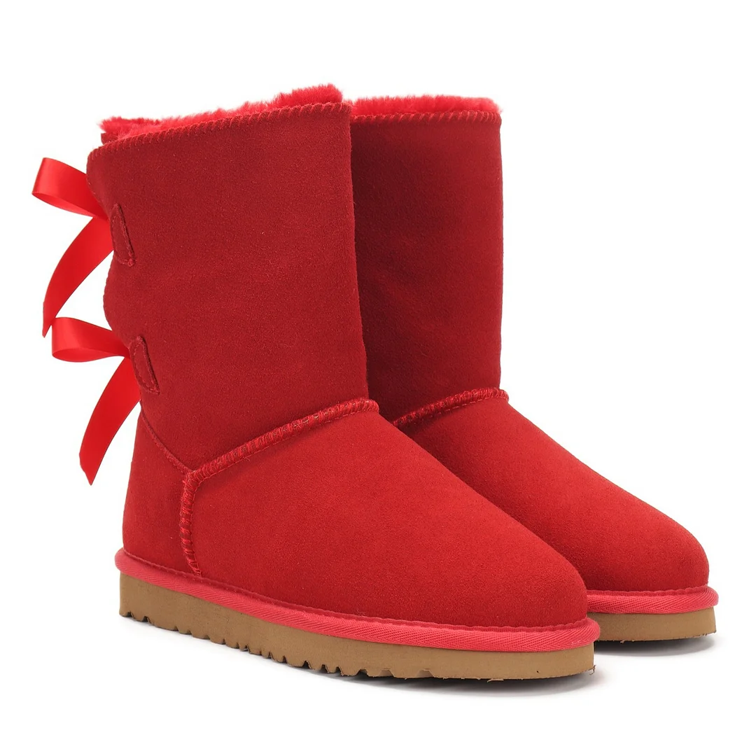 Women's Snow Boots for Winter Mid-Calf High Back Bows-MERUMOTE