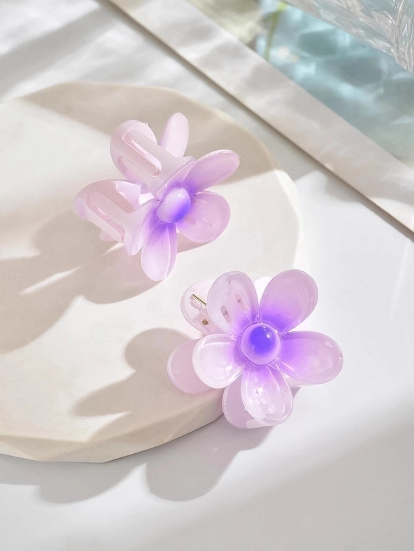 2 Pieces Women’s Sweet Flower Arylic Hair Claws