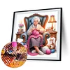 Vieille dame tricot fil-pleine ronde diamant peinture-40*40cm