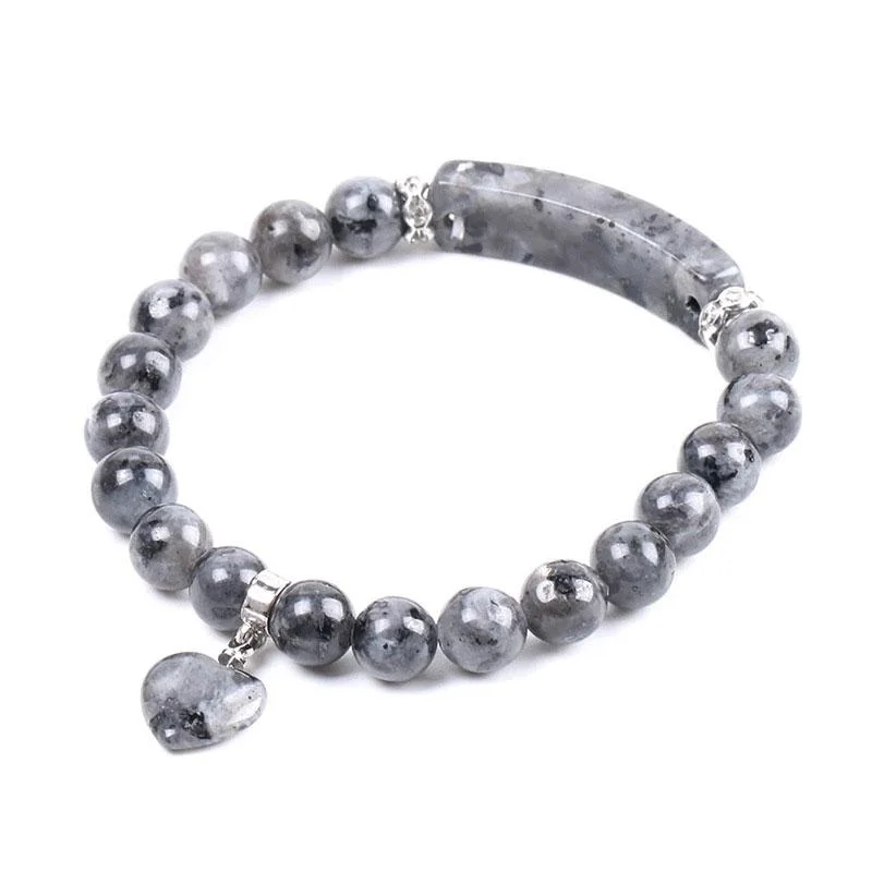 Natural Quartz Love Heart Healing Beads Bracelet
