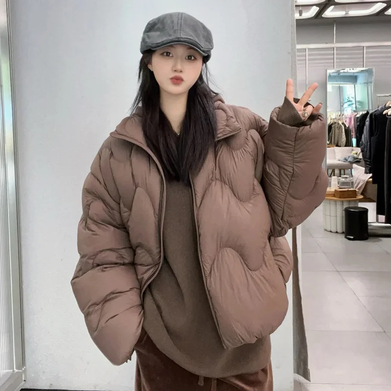 Toloer Jiangnan Home Wave Down Jacket Female Short Money Standing Collar Add Thick Cloud Puff 90 White Duck Velvet Winter New Coat Tide-Outfit Ideas