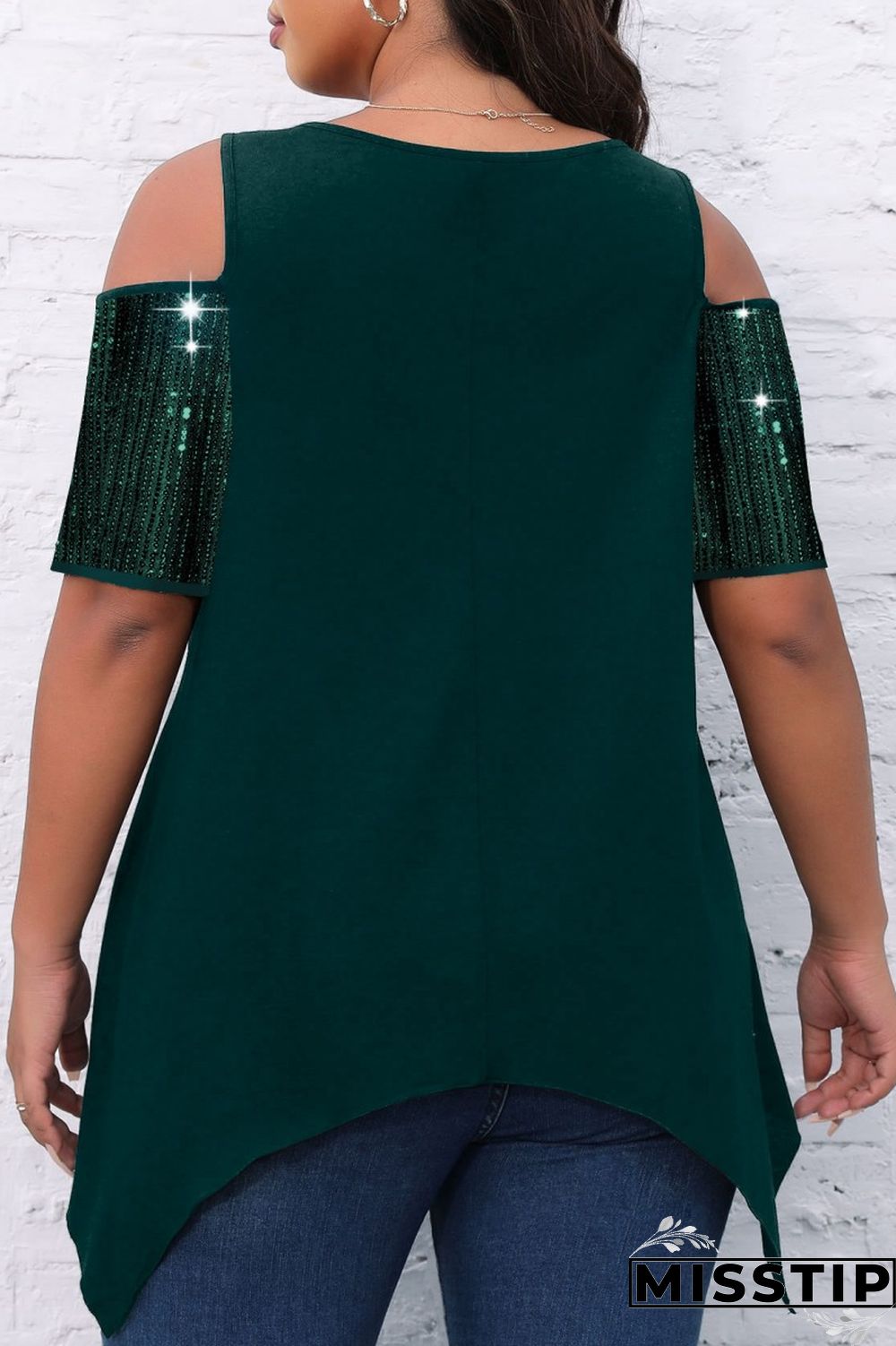 Black Casual Solid Hollowed Out Patchwork O Neck Plus Size Tops
