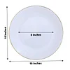 10 Pack | 10" Glossy White Round Plastic Dinner Plates With Gold Rim, Disposable Party Plates