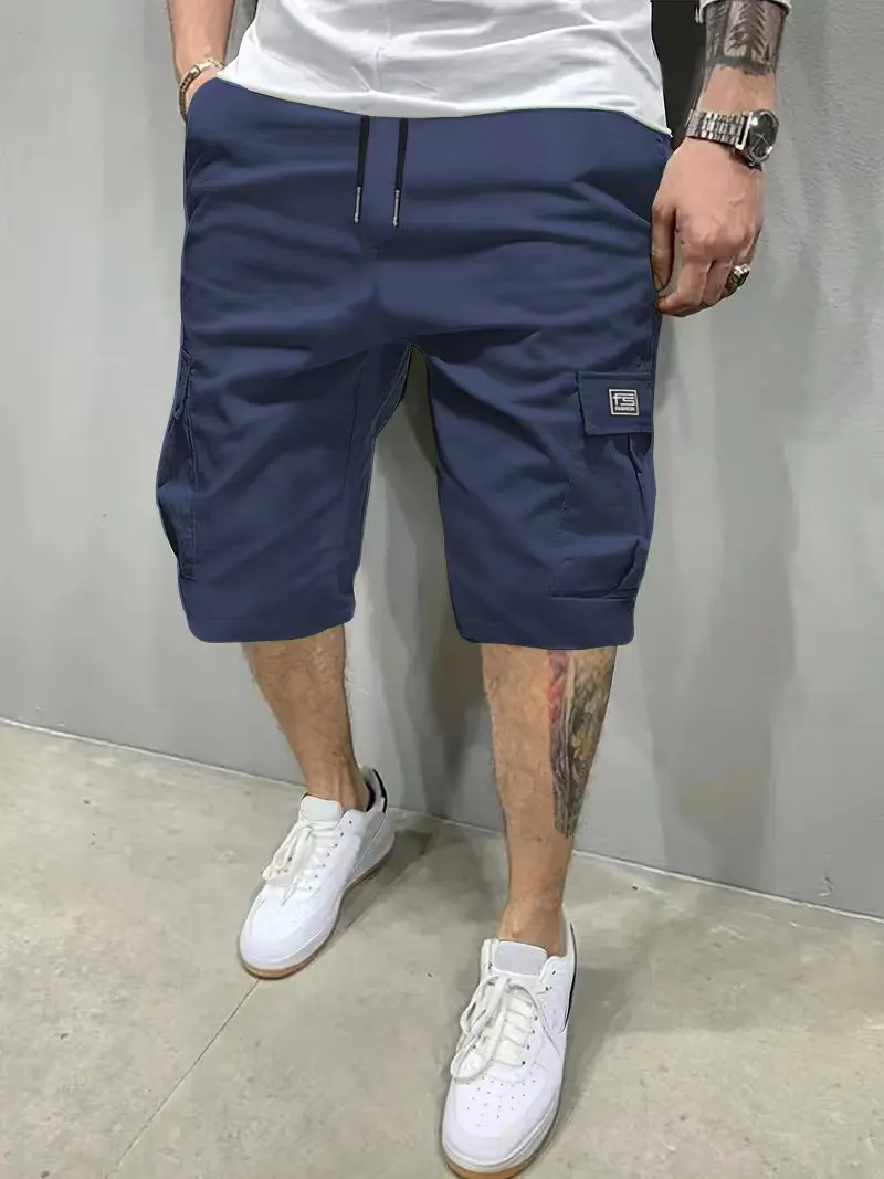 StreetFlex men's utility cargo shorts in navy blue