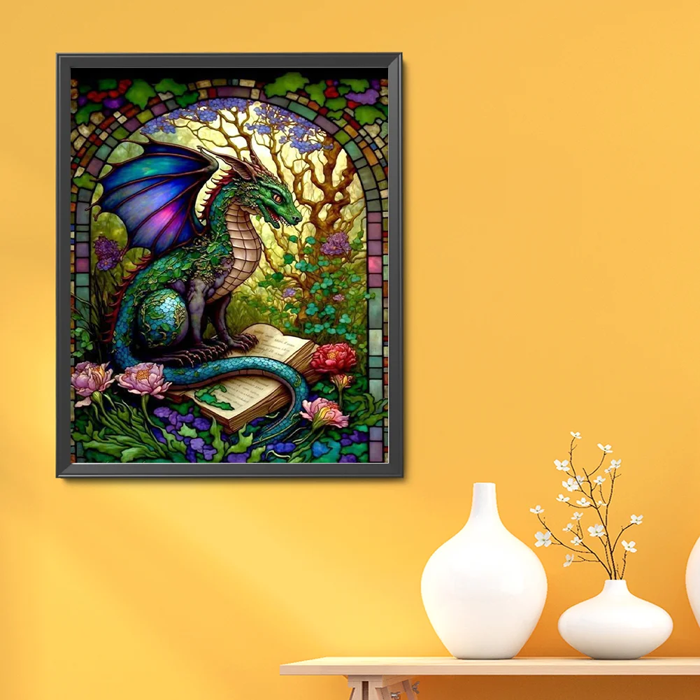 14CT Full Stamped Cross Stitch - Stained Glass Pterodactyl(Canvas|45*55cm)