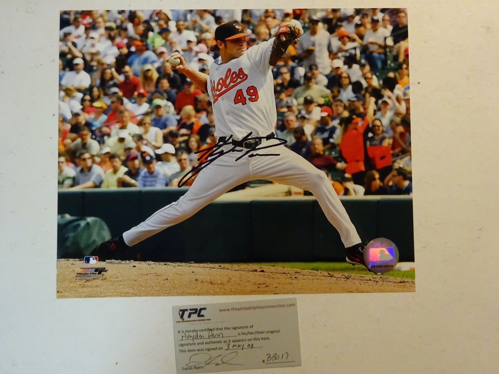 Autographed HAYDEN PENN Signed Baltimore Orioles 8x10 Photo Poster painting COA