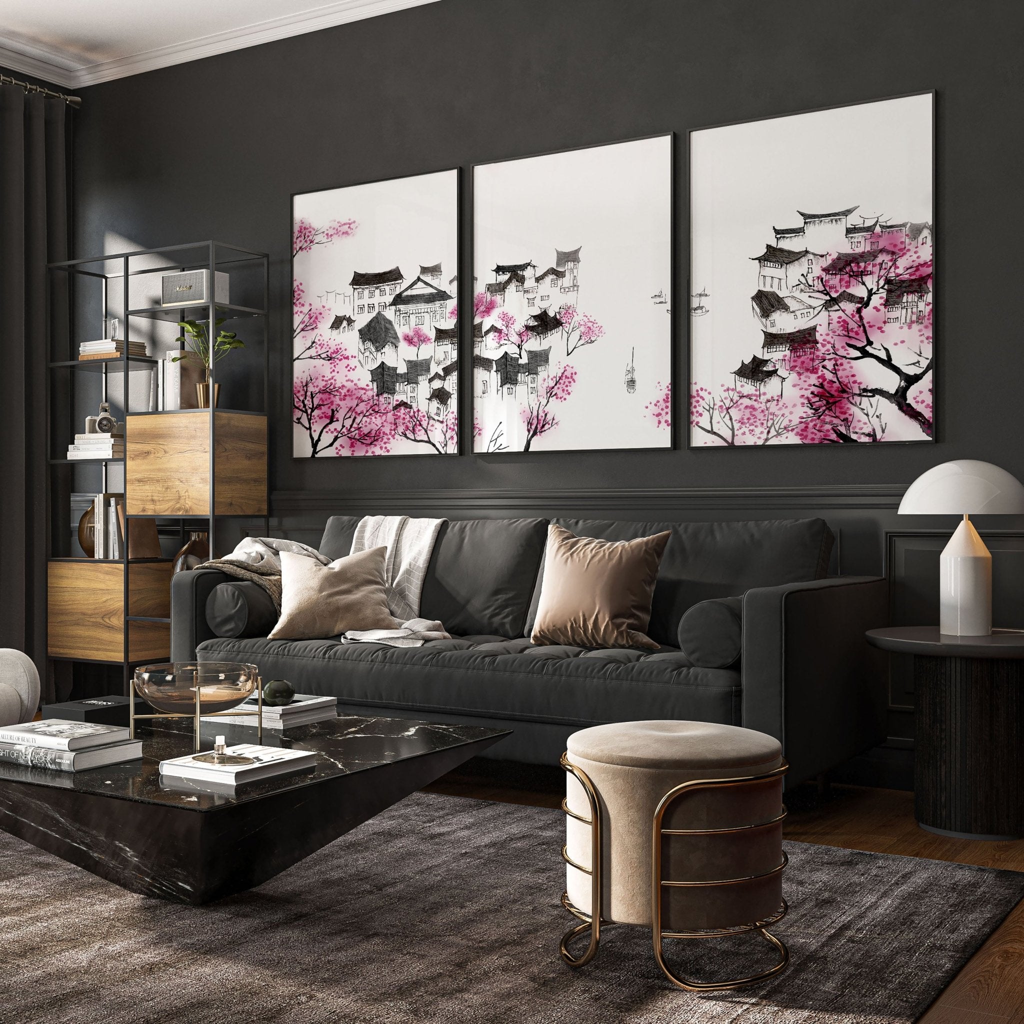 Japanese Flower Art | Set of 3 wall art prints everthome