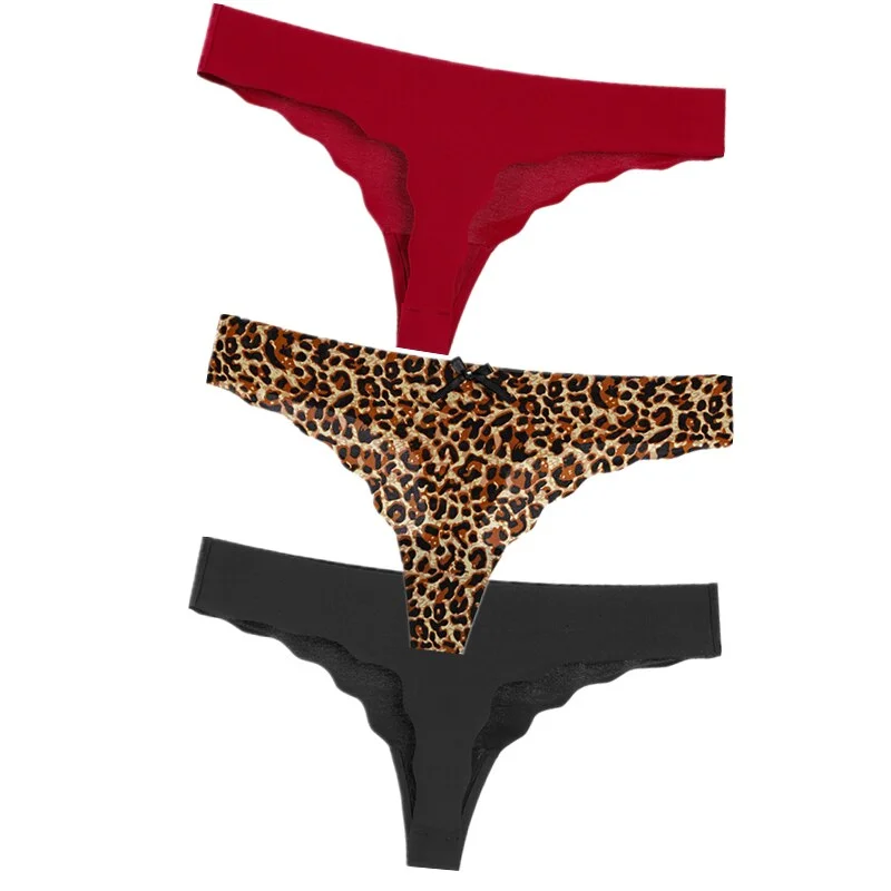 Hot 3Pcs Sexy G String & Thongs Women's Set Panties Solid Female Underwear Mid-Rise Silky Ladies Briefs Comfort Seamless Panties