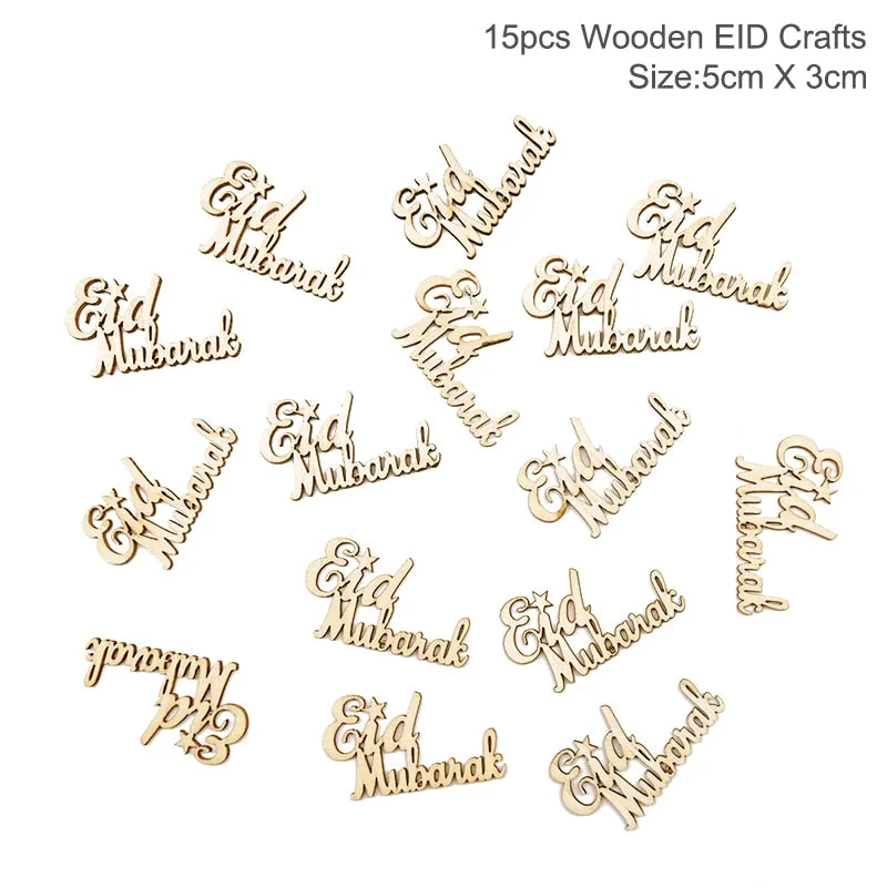 EID Mubarak Wooden Pendant with LED Candles Light Ramadan Decorations For Home Islamic Muslim Party Eid Decor Kareem Ramadan