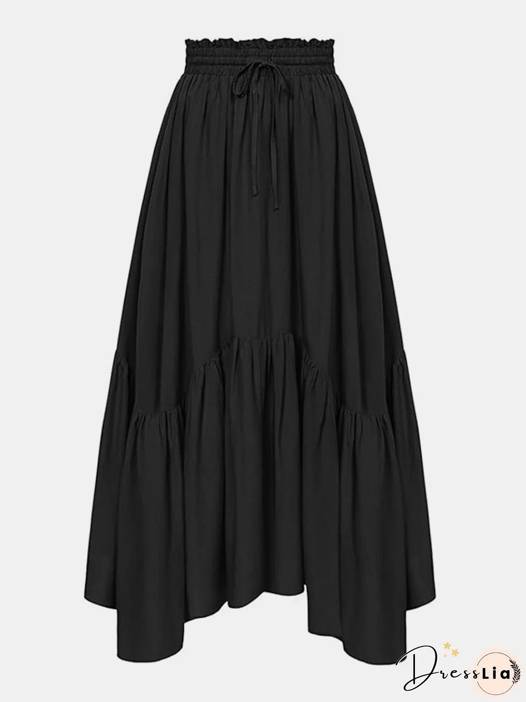 Smocked Waist Band Ruched Layered Skirt